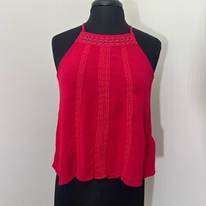 Red Halter Neck Women's Top